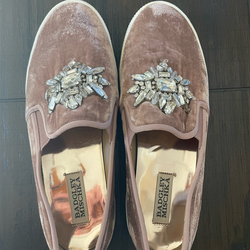 Badgley Mischka Women's Embellished Velvet Slip-On Shoes - Brown